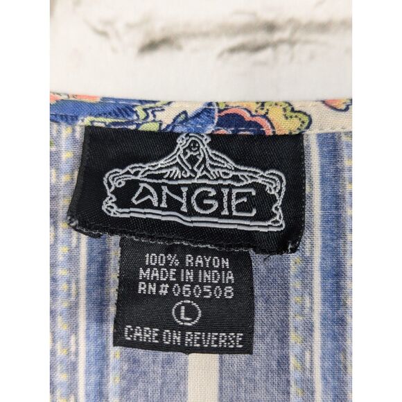 ANGIE Boho Open-Front Kimono Ruana Wrap Swim Cover Floral Large - Picture 4 of 4